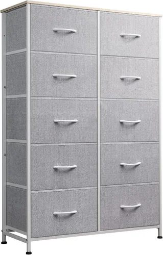 Vista 10 de WLIVE - Cómoda alta negra para dormitorio con 10 cajones, cómoda de dormitorio, muebles de cómoda para dormitorio, unidad organizadora