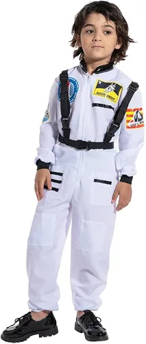 Vista 2 de EraSpooky Disfraz de astronauta de Halloween para niños, disfraz de astronauta divertido para fiesta de cosplay