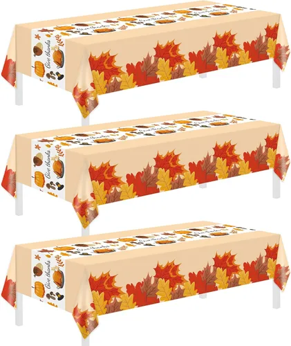 Vista 19 de Childom Paquete de 3 manteles de plástico para mesas rectangulares de 54 x 108 pulgadas, manteles desechables negros para mesas de 6 a 8 pies