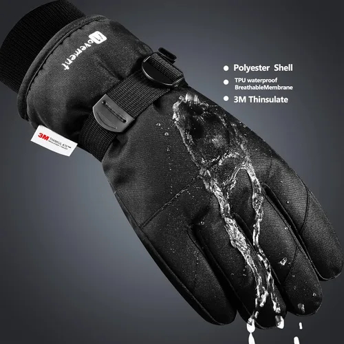 Vista 4 de ALISXM Guantes de invierno para esquí y nieve, guantes de snowboard cálidos de invierno para pantalla táctil 3M para hombres y mujeres para correr