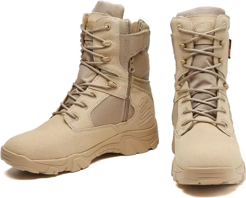 Vista 3 de Kervaky Botas tácticas para hombre, botas militares, botas resistentes, botas de senderismo, botas ligeras, botas para exteriores