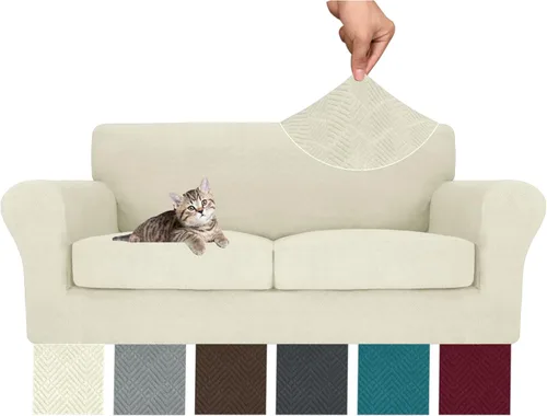Vista 132 de MAXIJIN 2 piezas de fundas para silla con brazos, funda para silla de sofá para sala de estar, funda elástica para perros para una silla con 1 cojín