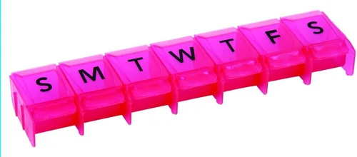 Vista 4 de Apex Organizador de pastillas para abrir 7 días, 1 x por día o AM/PM (1 vez por día, bayas (rosa))