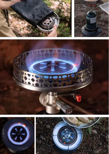 Vista 8 de CAMPINGMOON Estufa de propano con tapa para botella, cilindro de 1 libra PG-4ST (juego de estufa + estabilizador)