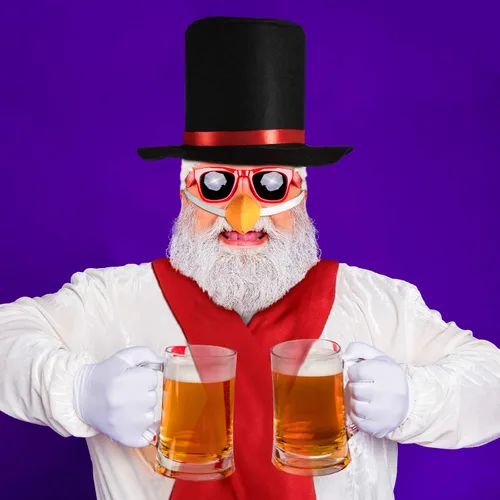 Vista 7 de Snowman Costume Kit Christmas Winter Frosty Costume Snowman Hat with Red Band Carrot Nose Scarf Gloves Pom Pom Balls