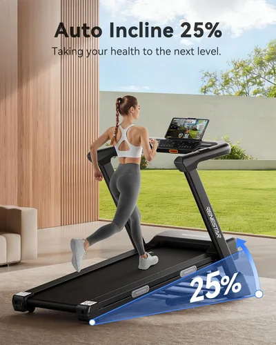 Vista 2 de Renestar Cintas de correr para el hogar, caminadora con inclinación automática, cintas de correr plegables para correr y caminar, capacidad