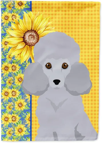 Vista 296 de Caroline's Treasures WDK5313GF Bandera de jardín con diseño de girasoles de verano, color negro y tostado, Airedale Terrier para buzón, bandera