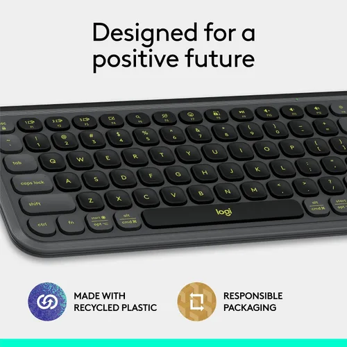 Vista 11 de Logitech POP ICON Keys Teclado Bluetooth inalámbrico, escritura cómoda, teclas programables, fácil de cambiar entre hasta 3 dispositivos