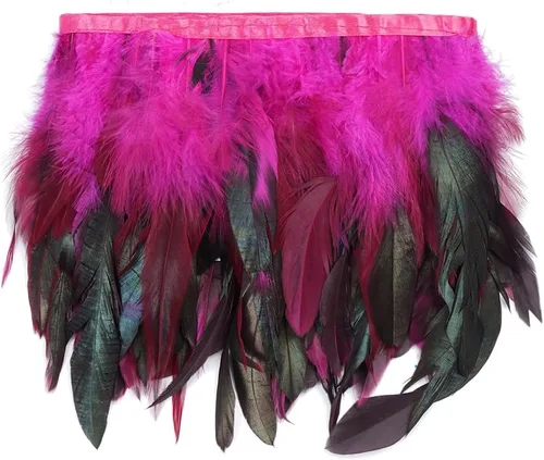 Vista 11 de Shekyeon Borde de flecos de plumas de gallo de 2 yardas para decoración de disfraces (negro)