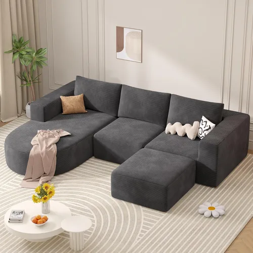 Vista 15 de Sofá cama modular, sofás de nube convertibles para sala de estar, 2 tumbonas de pana sin hueso, sofá cama de gran tamaño para dormitorio,