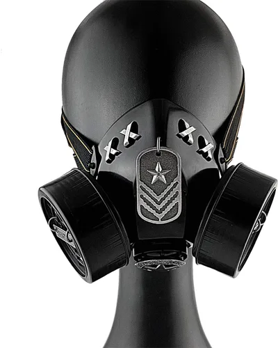 Vista 3 de Nueva estrella Steampunk gótico máscara de gas Cosplay Respirador Accesorios Negro