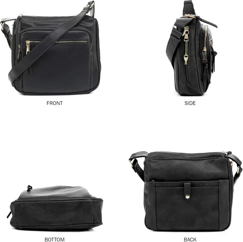 Vista 3 de JESSIE & JAMES Bolso cruzado de bloqueo RFID para portar oculto para mujer con cerradura y llave Negro
