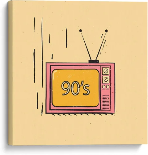 Vista 7 de Canvas Lab The 90's on TV by Vision Grasp Art 11 x 11 in Fine Art Framed Print, Frame Color: Black, With Mat History, Illustrations, Pop
