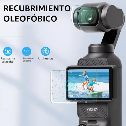 Vista 5 de FPVtosky 2 protectores de lente + 2 protectores de pantalla LCD para DJI Osmo Pocket 4/3, película de vidrio templado para accesorios DJI Pocket