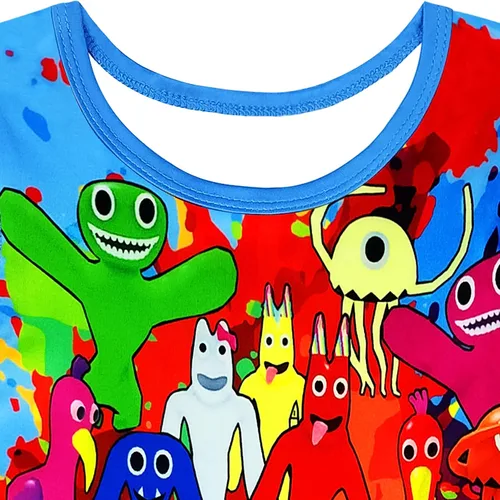 Vista 3 de Conjunto de pantalones Garten of Banban para niños y niñas, camiseta de monstruo de juego de terror, 2 piezas, traje de fiesta de dibujos animados