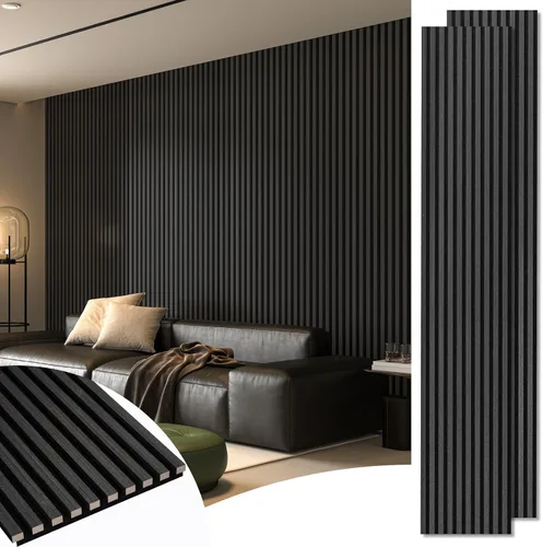 Vista 23 de Art3d Paquete de 2 paneles acústicos de madera de 48 x 24 pulgadas para pared, paneles de listones de madera insonorizados para pared y techo