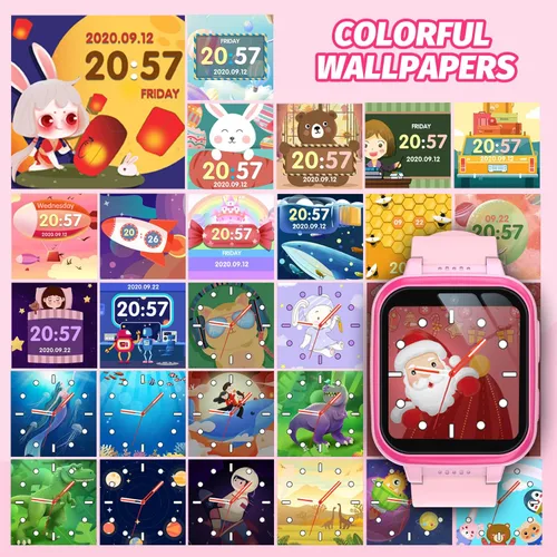 Vista 26 de Reloj inteligente para niños con juegos de rompecabezas, pantalla táctil HD, cámara de video, reproductor de música, podómetro, reloj despertador