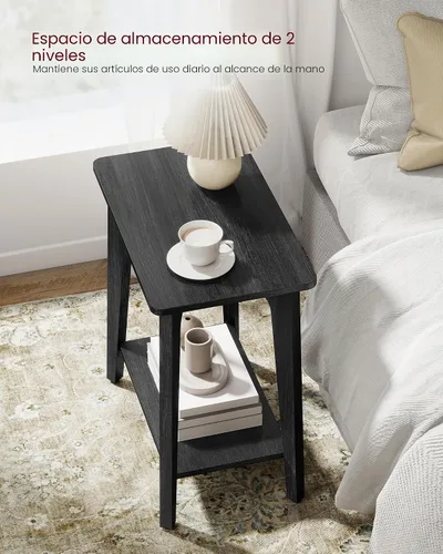 Vista 4 de VASAGLE Colección MAEZO - Mesa auxiliar, Mesa auxiliar rectangular pequeña de 2 niveles, 11.8 x 18.9 x 21.8 pulgadas, Mesita de noche con patas