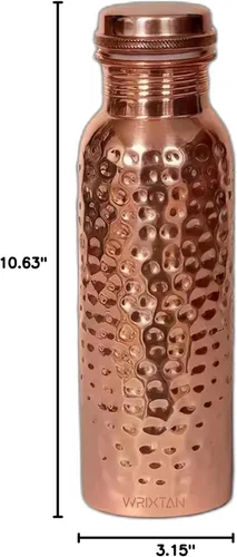 Vista 9 de Botella de agua de cobre martillado: elegancia hecha a mano, sello a prueba de fugas, mantente hidratado con estilo, opción sostenible para uso