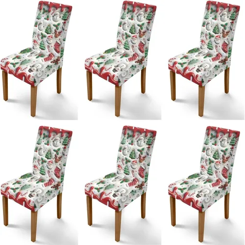 Vista 92 de Rnyleeg Fundas navideñas para sillas de comedor, fundas de asiento de comedor con estampado de campanas brillantes, juego de 1 funda suave y lavable