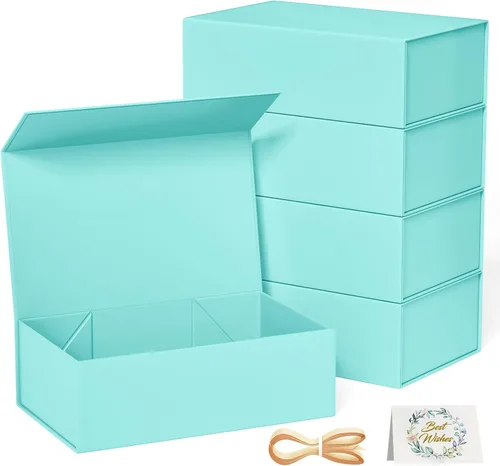Vista 24 de RYDDOY Caja de Regalo Negra, 9.5x6x3'' Cajas de Regalo para Regalos con Tapas Cierre Magnético Rectangular Plegable para Caja de Propuesta