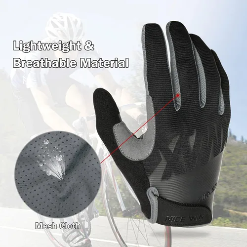 Vista 2 de NICEWIN Cycling Bike Gloves Men Women, Padded Anti-Slip Mountain Bike Gloves, Touch Screen Full Finger Road Bicycle Biking Gloves