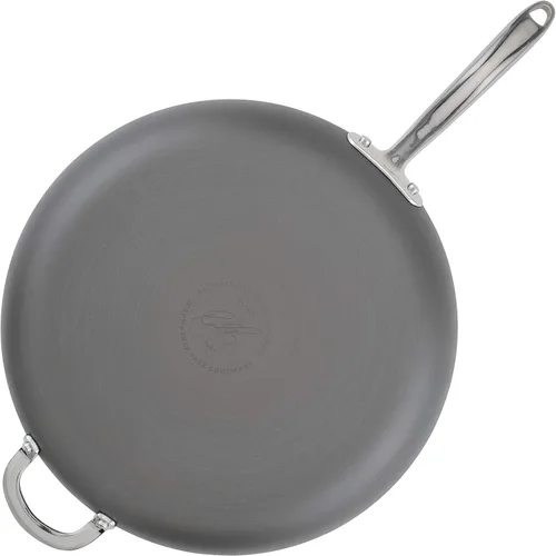Vista 7 de Rachael Ray 80089 - Sartén antiadherente profesional con mango auxiliar y anodizado duro, 14 pulgadas - Gris