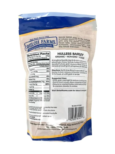 Vista 2 de Shiloh Farms - Cebada sin cáscara orgánica sin OMG de 15 onzas - Paquete de 2 Básico orgánico de despensa para hornear, cocinar o recetas diarias.