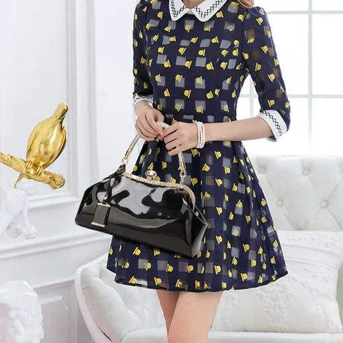 Vista 2 de Bolso de mano de charol brillante para mujer, bolso de mano con asa superior, bolso de hombro de noche, bolso de boda, bolso retro