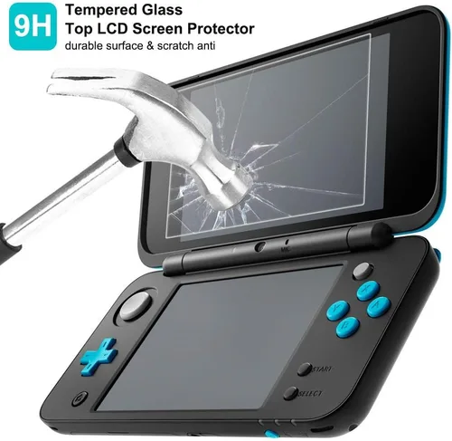 Vista 4 de Hard Case Compatible New 2DS XL with 2 Packs Screen Protector, AFUNTA Anti-Scratch Crystal Clear Case, with 4 Pcs Tempered Glass Protective Films