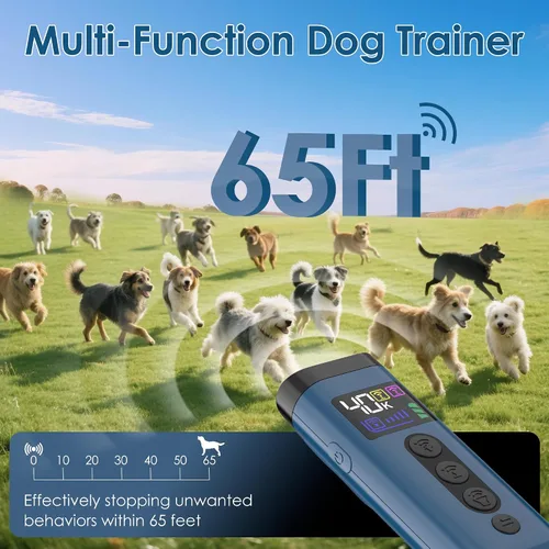 Vista 3 de Dispositivo disuasorio de ladridos de perro, rango de 65 pies, dispositivo ultrasónico de disuasión de ladridos 3X y entrenador ultrasónico para Azul
