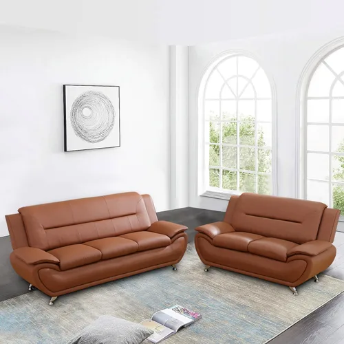 Vista 16 de Juego de sofá de piel sintética para sala de estar, muebles de sala de estar, juego de sofá moderno con sofá de 3 plazas, sofá biplaza y sillón