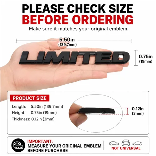 Vista 3 de Calcomanía de metal negro limitado emblema exterior para Toyota Tundra Sienna Tacoma Highlander 4runner RAV4 lateral trasero maletero portón trasero