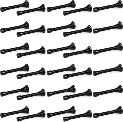 Vista 15 de Paquete de 12 topes de puerta de resorte para pared de 3-1/8 pulgadas Negro