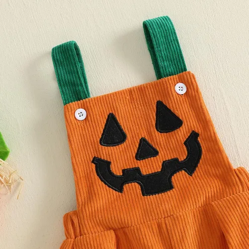 Vista 7 de Rtnnsbbfcm Traje de Navidad para bebé, niño y niña, overol de Papá Noel Pumpkin Face