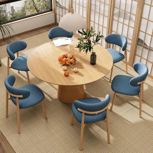 Vista 8 de Juego de 2 sillas de comedor para cocina, tapizadas, modernas, de cuero, original/beige
