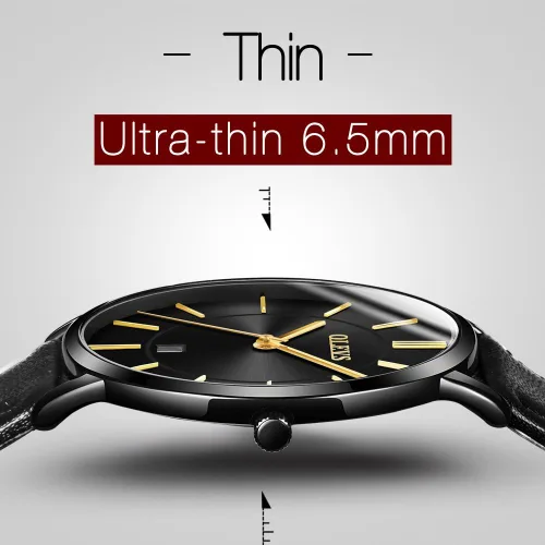 Vista 5 de OLEVS Brown Black Leahter Strap Quartz Analog Ultra Thin Minimalist Male Wrist Watches Waterproof Date Dial