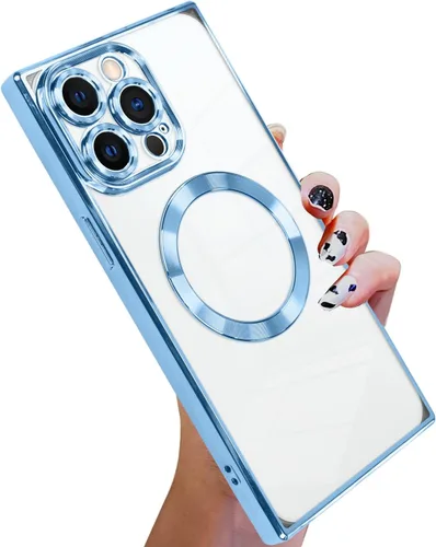 Vista 70 de KANGHAR Funda diseñada para iPhone 12 Pro Magnética Transparente con Protector de Lente de Cámara [Compatible con MagSafe] Diseño de Placado