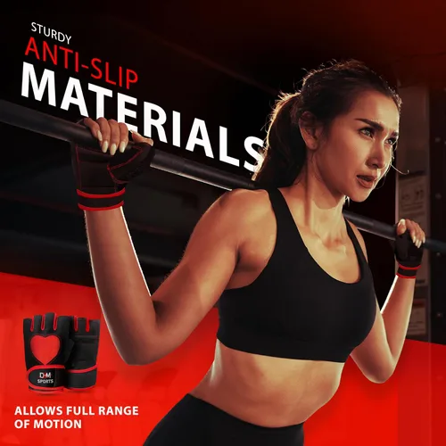 Vista 4 de DXM SPORTS Guantes de entrenamiento para mujer con soporte para muñeca, guantes de levantamiento de pesas para gimnasio, ciclismo, entrenamiento