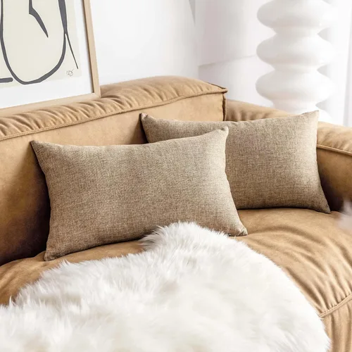 Vista 15 de Fundas de almohada decorativas Demetex grises 18x18, fundas de almohada cuadradas de lino para sofá, fundas de almohada estilo granja para cama