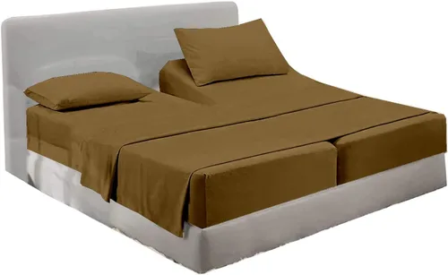 Vista 31 de Juego de sábanas divididas tamaño Queen para cama ajustable, juego de sábanas divididas de 5 piezas para cama Queen dividida de 600 hilos, 100%