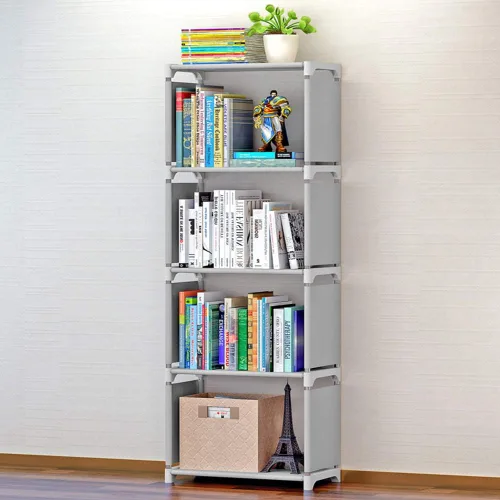 Vista 2 de JUOPZKENN Estanterías, estantería abierta, organizador de almacenamiento, estante de plástico para libros, estantería portátil vertical