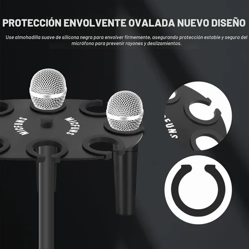 Vista 4 de TM100 Soporte para micrófono múltiple para soporte de micrófono, accesorio de bandeja cuadrada con capacidad para hasta 8 micrófonos en el escenario