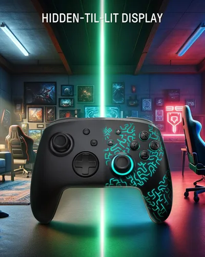 Vista 2 de FUNLAB Firefly Patrón luminoso Switch Pro Controlador inalámbrico compatible con Nintendo SwitchOLEDLite, mando a distancia Bluetooth con 7