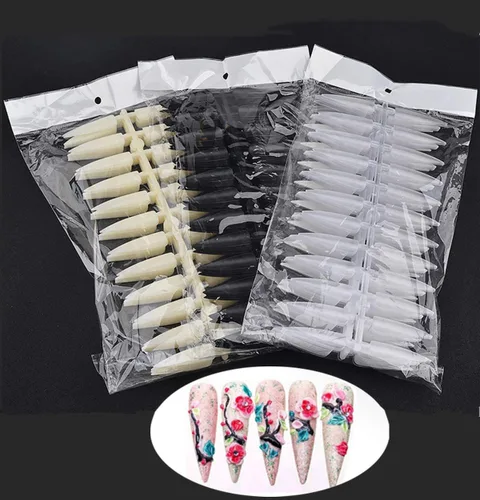 Vista 9 de Puntas de uñas en forma de almendra para uñas acrílicas, profesionales, 500 unidades, uñas postizas transparentes mate, uñas postizas francesas