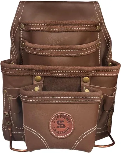 Vista 10 de Bolsa de herramientas de cuero Supreme Leather para construcción, bolsa de herramientas de carpintero, bolsa para electricista 10 bolsillos, 2