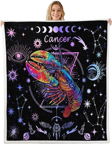 Vista 12 de Manfei Acuario - Manta de astrología trippy para niños y niñas, decoración de habitación de doce constelaciones, manta de forro polar suave