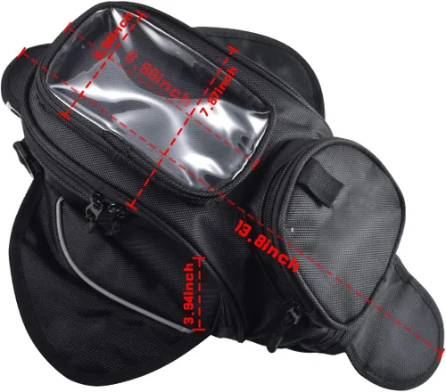 Vista 4 de KATUR Bolsa para tanque de combustible de gasolina para motocicleta, tela Oxford impermeable con fuerte bolsa magnética compatible con Harley Honda
