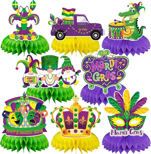 Vista 28 de JULMELON Paquete de 8 piezas de decoraciones de mesa para el 4 de julio, centros de mesa de panal, centros de mesa dobles de 3D para el 4 de julio