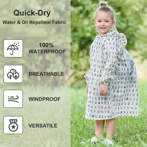 Vista 4 de Toddler Kids Raincoat Boys Girls Rain Jacket Lightweight Rain Poncho Waterproof Outwear Rainwear